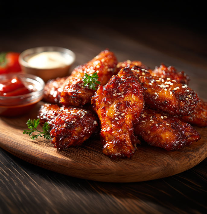 Sticky Ketchup Glazed Chicken Wings